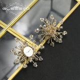 Gray Snowflake Crystal Chain Stud Earrings Elegant Women Jewelry GE1190