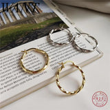 925 Silver Twist Stud Earrings Minimalist Style Punk Hip-Hop Jewelry Gift