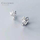 925 Silver Fox Hoop Earrings CZ Fine Jewelry Women Accessories