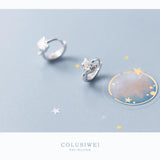 925 Silver Fox Hoop Earrings CZ Fine Jewelry Women Accessories