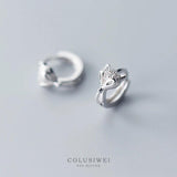 925 Silver Fox Hoop Earrings CZ Fine Jewelry Women Accessories