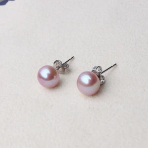 Pink Purple Freshwater Pearl 925 Silver Stud Earrings