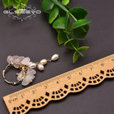 Pink Crystal Earrings Freshwater Pearl 925 Sterling Silver High Jewelry