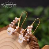 Purple Pearl Drop Earrings Floral Jewelry GE0987