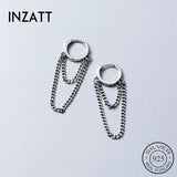 Real 925 Sterling Silver Tassel Hoop Earrings for Women Party Jewelry