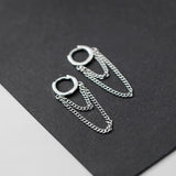 Real 925 Sterling Silver Tassel Hoop Earrings for Women Party Jewelry