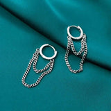 Real 925 Sterling Silver Tassel Hoop Earrings for Women Party Jewelry