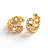 925 Silver Earring Zircon Leaves Geometric Chain Ear Ring Sweet Wild Woman Girl