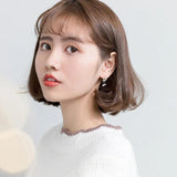 Moon & Stars Swing Zircon Stud Earrings 925 Silver Romantic Earring For Women