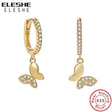 925 Silver Butterfly Hoop Earrings 18K Plated Party Jewelry