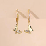 925 Silver Butterfly Hoop Earrings 18K Plated Party Jewelry