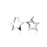 925 Sterling Silver Star Hoop Earrings for Women Party OL Jewelry Gift