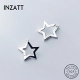 925 Sterling Silver Star Hoop Earrings for Women Party OL Jewelry Gift