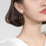 925 Sterling Silver Star Hoop Earrings for Women Party OL Jewelry Gift