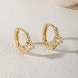 925 Silver Crystal Pentagram Hoop Earrings 18K Plated Geometric Jewelry