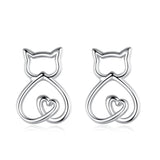 Eudora 925 Silver Kitten Earrings Heart Anti Allergy Women Jewelry Gift