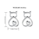 Eudora 925 Silver Kitten Earrings Heart Anti Allergy Women Jewelry Gift