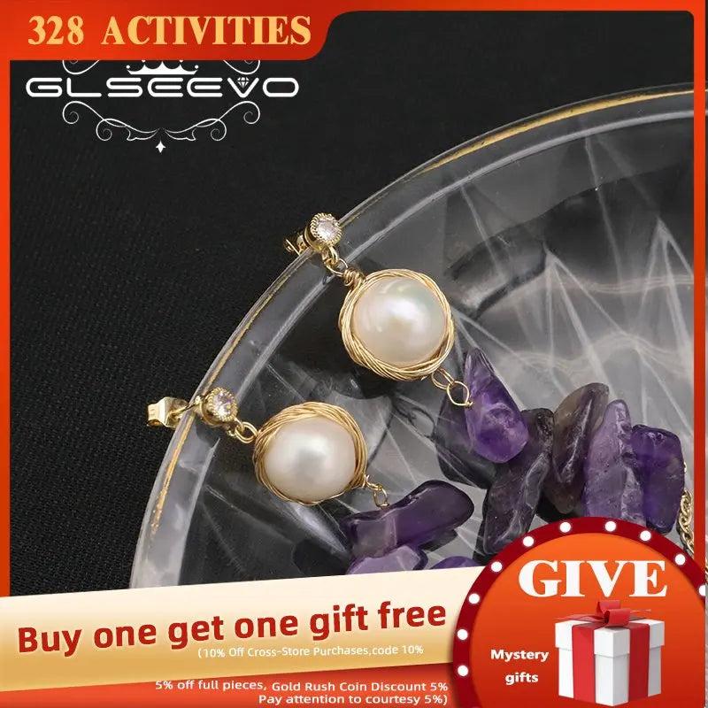 Freshwater Pearls Amethyst Drop Earrings High Jewelry For Woman