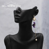 Freshwater Pearls Amethyst Drop Earrings High Jewelry For Woman