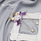 Freshwater Pearls Amethyst Drop Earrings High Jewelry For Woman