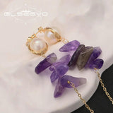 Freshwater Pearls Amethyst Drop Earrings High Jewelry For Woman