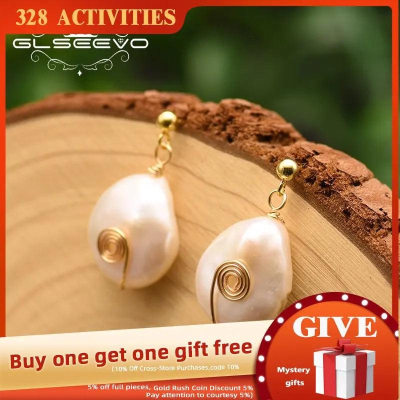 GLSEEVO Baroque Pearl Earrings For Women Wedding Party GE0867