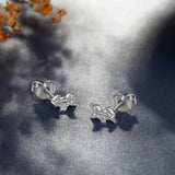 Eudora Sterling Silver Fish Earrings Zircon Inlay Hypoallergenic Jewelry