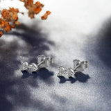 Eudora Sterling Silver Fish Earrings Zircon Inlay Hypoallergenic Jewelry