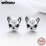 925 Silver French Bulldog Stud Earrings for Women FIE283