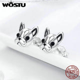 925 Silver French Bulldog Stud Earrings for Women FIE283
