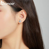 925 Silver Sea Turtle Stud Earrings Purple Zircon Women's Jewelry Gift