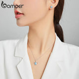 925 Silver Sea Turtle Stud Earrings Purple Zircon Women's Jewelry Gift