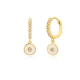 925 Silver Red Enamel Circle Coins Drop Earrings Lucky Eye Party Jewelry