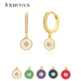 925 Silver Red Enamel Circle Coins Drop Earrings Lucky Eye Party Jewelry