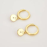 925 Silver Red Enamel Circle Coins Drop Earrings Lucky Eye Party Jewelry
