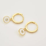 925 Silver Red Enamel Circle Coins Drop Earrings Lucky Eye Party Jewelry