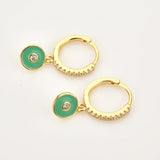 925 Silver Red Enamel Circle Coins Drop Earrings Lucky Eye Party Jewelry