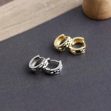 925 Silver Round Hoop Earrings for Women Retro 18k Ear Buckle Gift