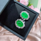 Emerald Paraiba Tourmaline Diamond Stud Earrings Vintage Fine Jewelry