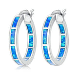 Opal 925 Silver Hoop Earrings for Girls Fine Jewelry