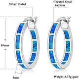 Opal 925 Silver Hoop Earrings for Girls Fine Jewelry