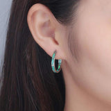 Opal 925 Silver Hoop Earrings for Girls Fine Jewelry
