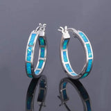 Opal 925 Silver Hoop Earrings for Girls Fine Jewelry
