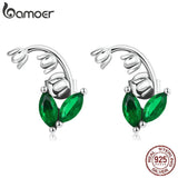 Silver Vintage Green Ear Studs 925 Sterling Silver Lily of the Valley Earrings