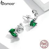 Silver Vintage Green Ear Studs 925 Sterling Silver Lily of the Valley Earrings