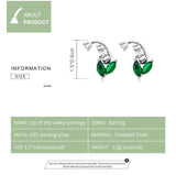 Silver Vintage Green Ear Studs 925 Sterling Silver Lily of the Valley Earrings