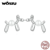925 Silver Balloon Dog Stud Earrings Drop Charms Girl Jewelry