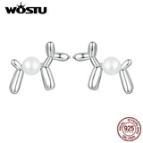 925 Silver Balloon Dog Stud Earrings Drop Charms Girl Jewelry