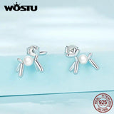 925 Silver Balloon Dog Stud Earrings Drop Charms Girl Jewelry