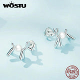 925 Silver Balloon Dog Stud Earrings Drop Charms Girl Jewelry